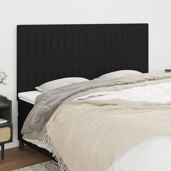 Tête de lit Noir 200x5x118/128 cm Tissu
