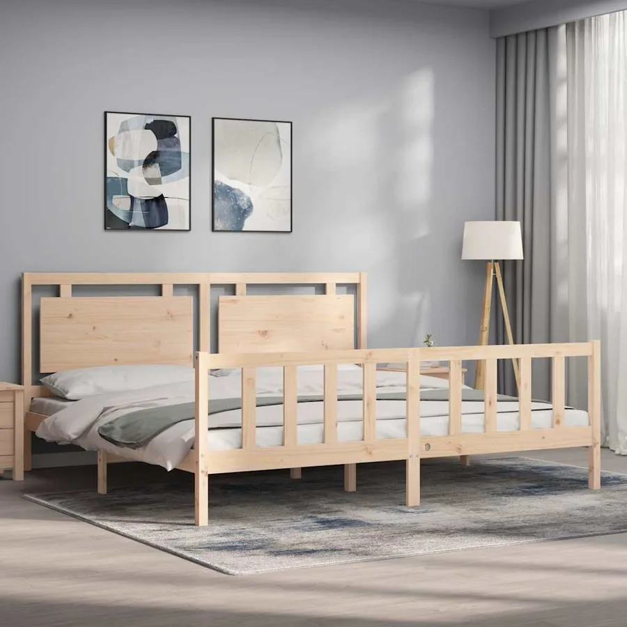 Cadre de lit sans matelas bois de pin massif - 4