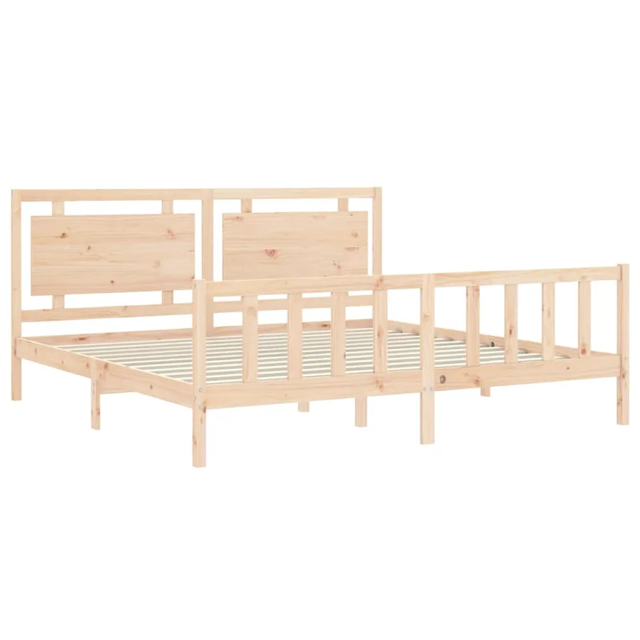 Cadre de lit sans matelas bois de pin massif - 5