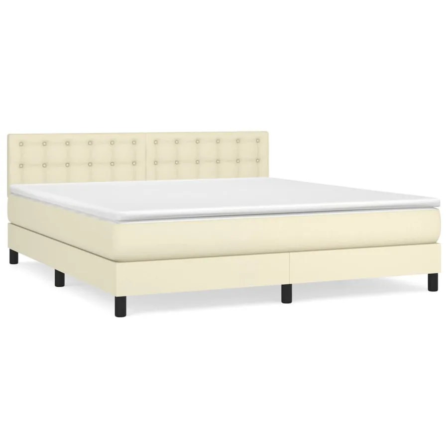 Sommier à lattes de lit avec matelas Crème 160x200cm Similicuir - 2