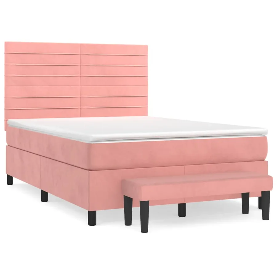 Sommier à lattes de lit avec matelas Rose 140x200 cm Velours - 2