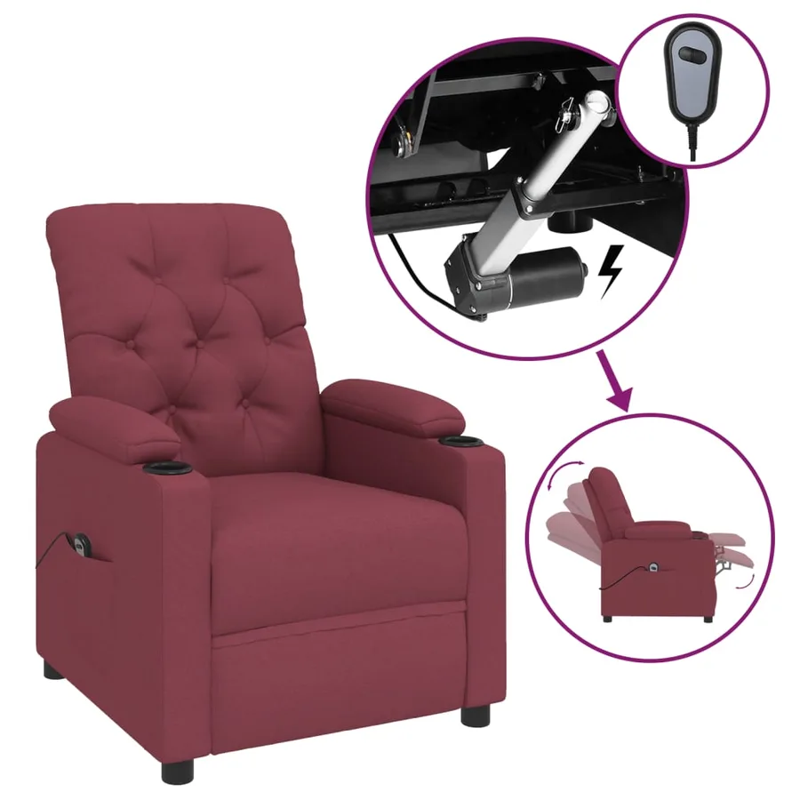 Fauteuil inclinable électrique Rouge bordeaux Tissu - 2