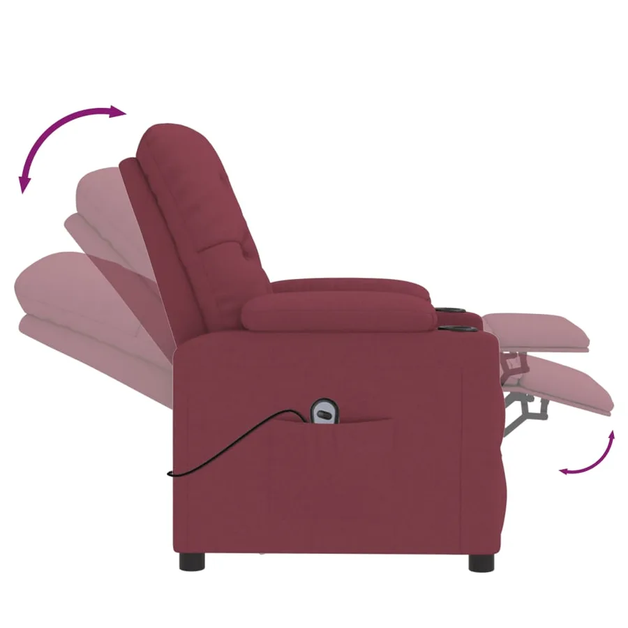 Fauteuil inclinable électrique Rouge bordeaux Tissu - 7