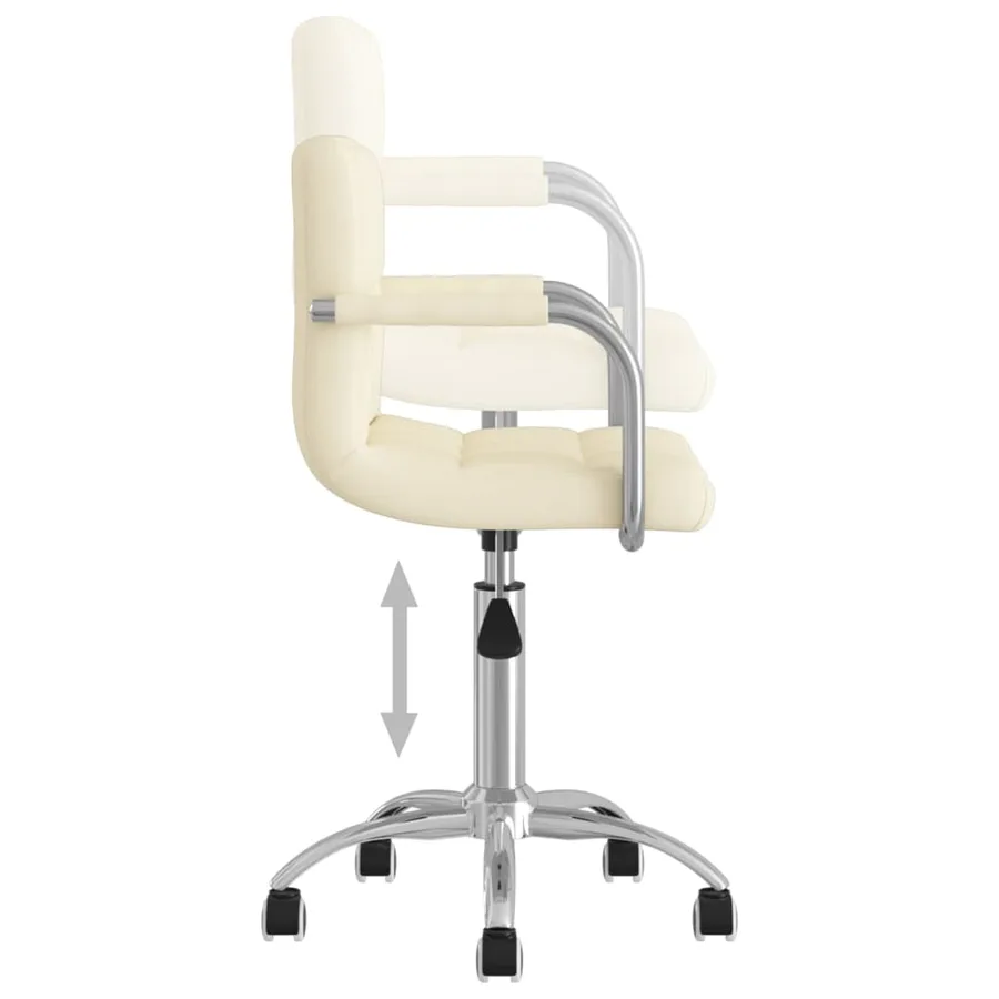 Chaise pivotante de salle à manger Crème Tissu - 5