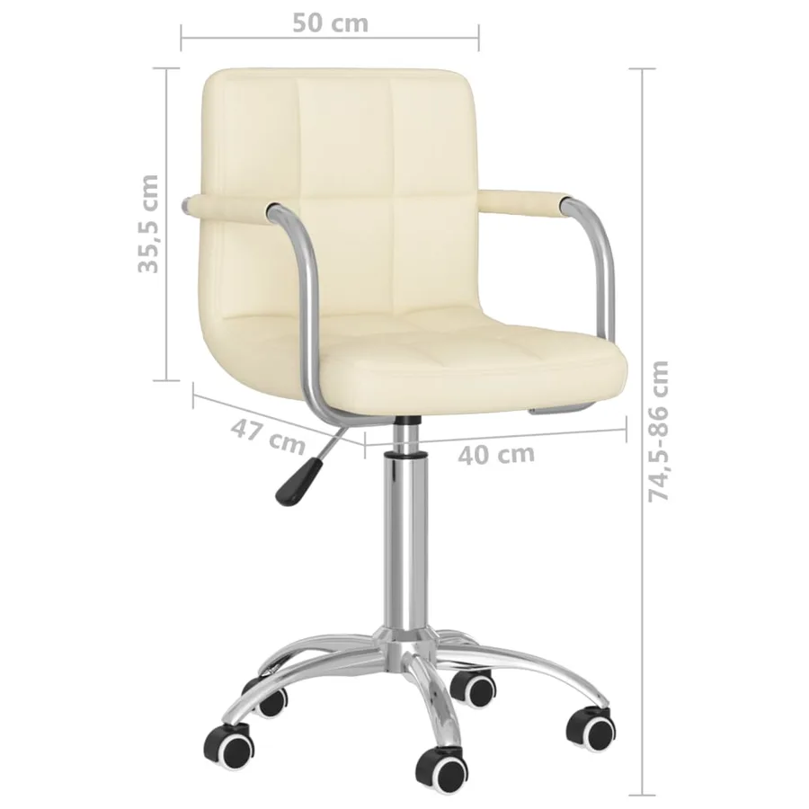 Chaise pivotante de salle à manger Crème Tissu - 8