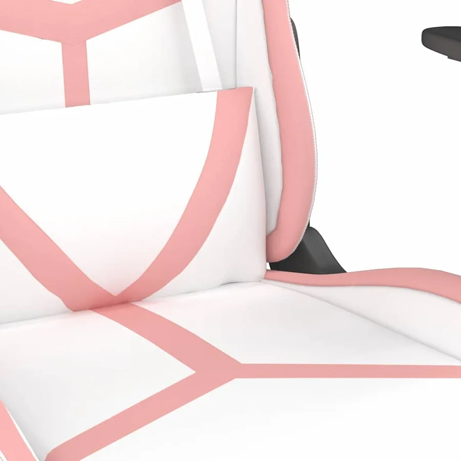 Chaise de jeu de massage avec repose-pied Blanc&Rose Similicuir - 9
