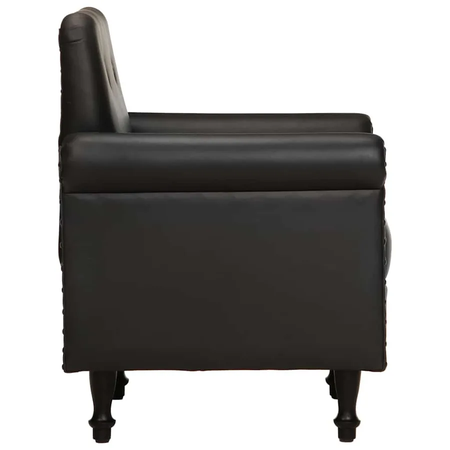 Chaise cabriolet noir cuir véritable - 3