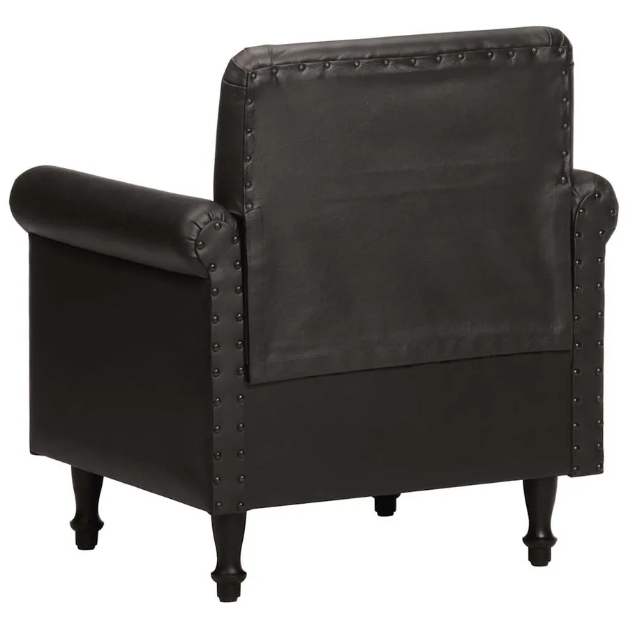 Chaise cabriolet noir cuir véritable - 4
