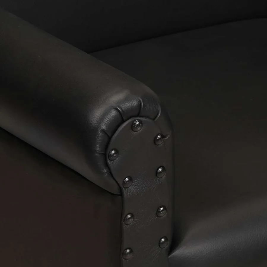 Chaise cabriolet noir cuir véritable - 5