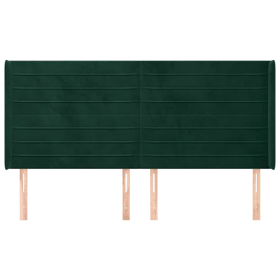 Tête de lit avec oreilles Vert foncé 203x16x118/128 cm Velours - 3