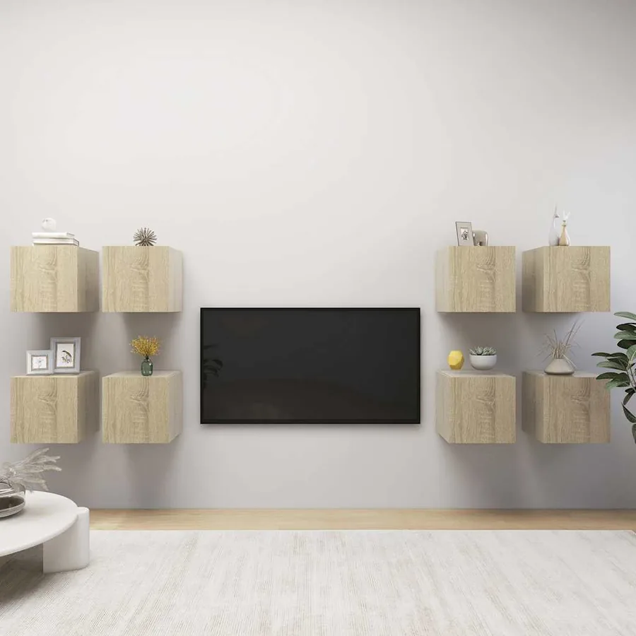 Meubles TV muraux 8 pcs Chêne sonoma 30,5x30x30 cm