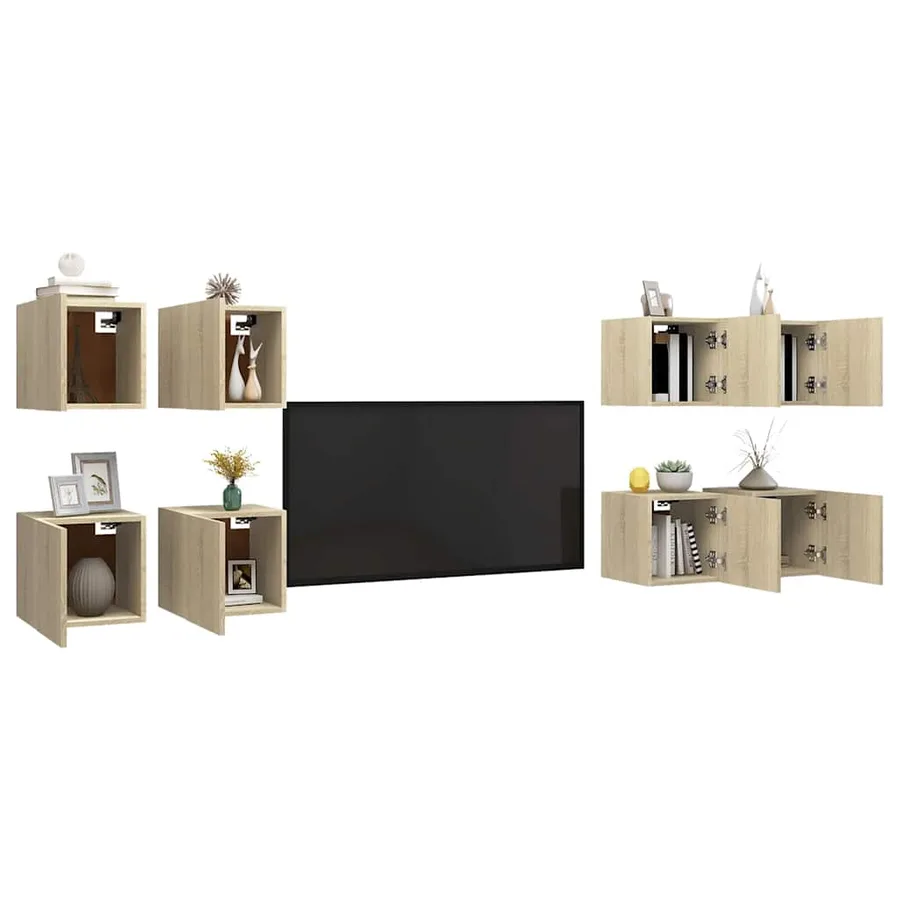 Meubles TV muraux 8 pcs Chêne sonoma 30,5x30x30 cm - 3