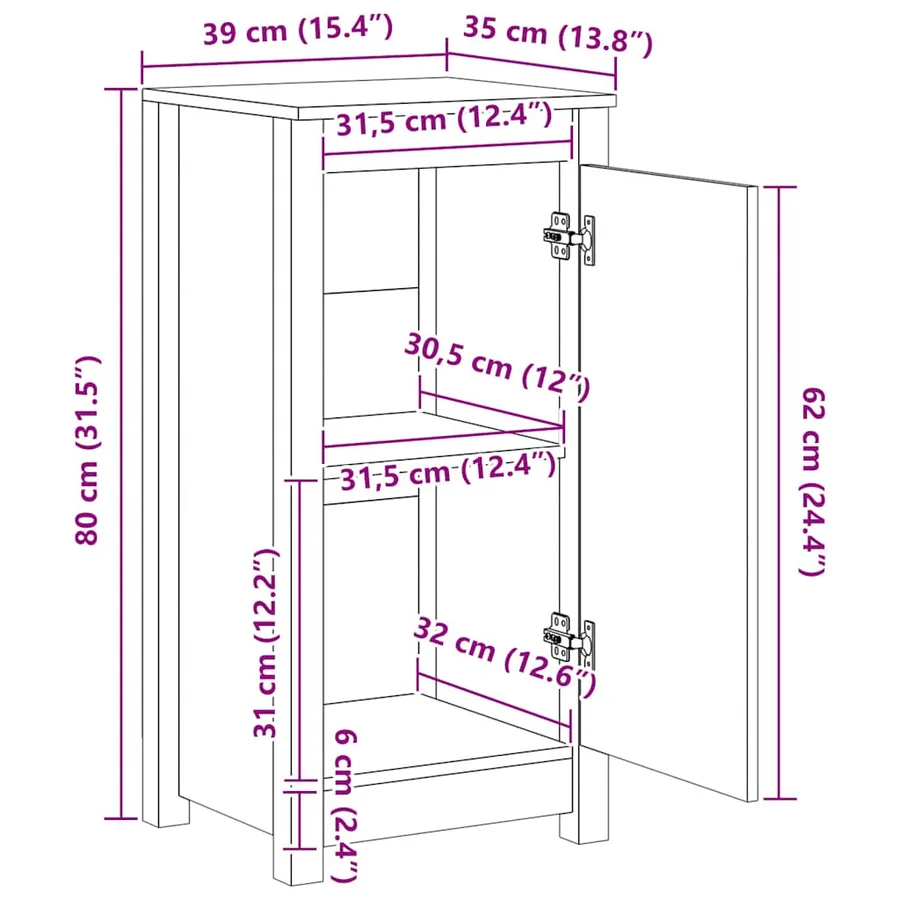 Buffets 2 pcs 39x35x80 cm bois massif de pin - 3