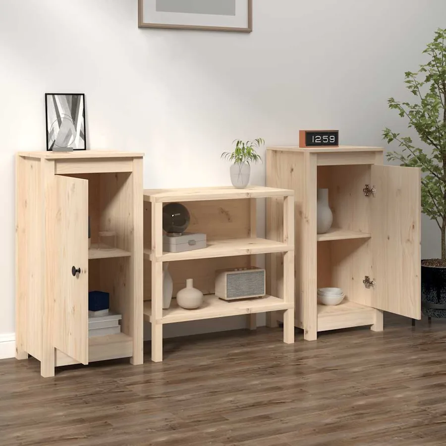 Buffets 2 pcs 39x35x80 cm bois massif de pin - 2