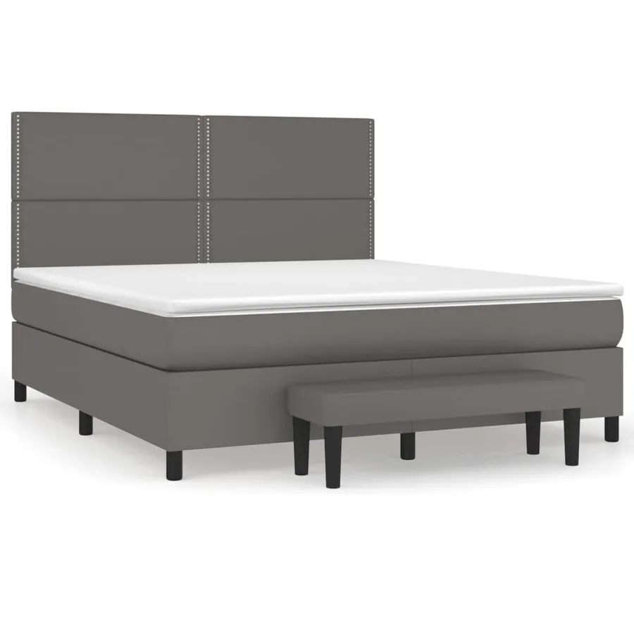 Sommier à lattes de lit avec matelas Gris 180x200 cm Similicuir - 2