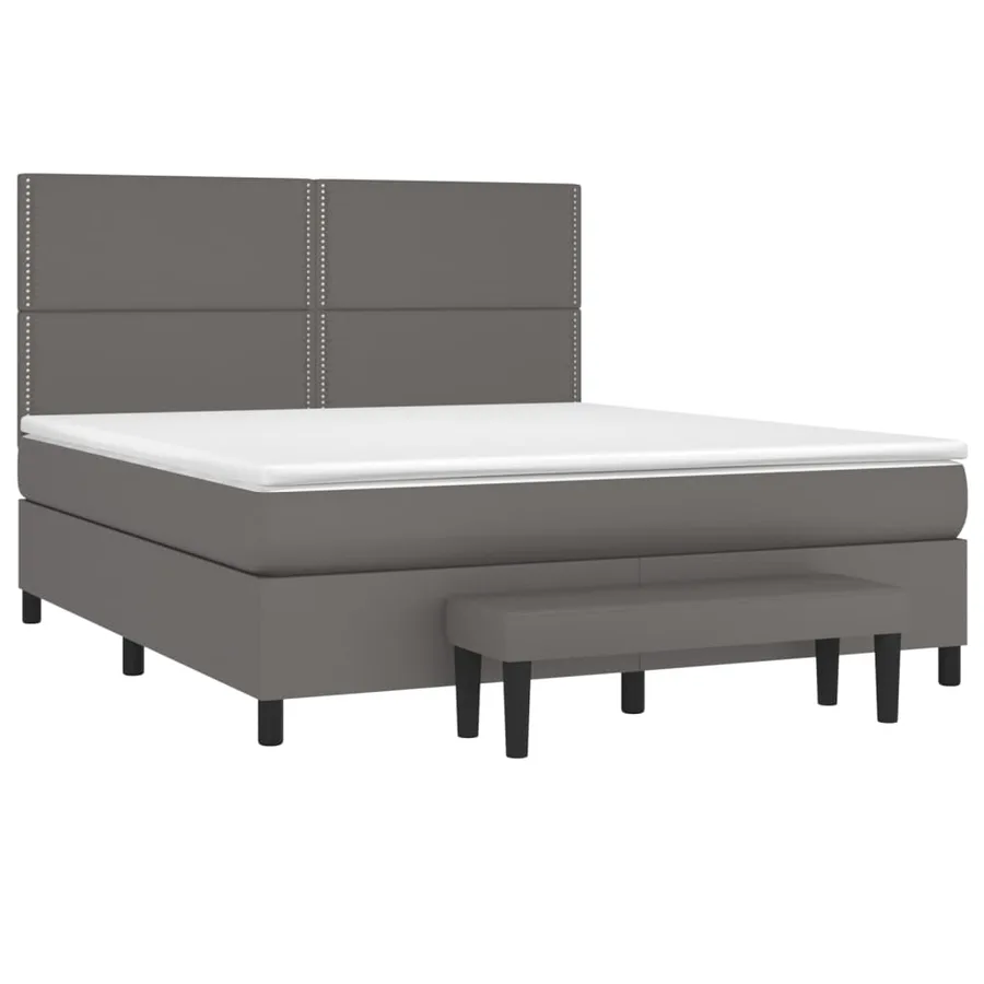 Sommier à lattes de lit avec matelas Gris 180x200 cm Similicuir - 3