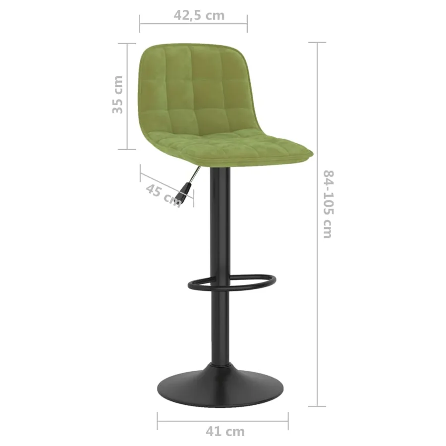 Tabourets de bar lot de 2 vert clair velours - 10
