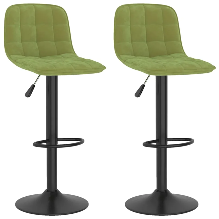 Tabourets de bar lot de 2 vert clair velours - 2