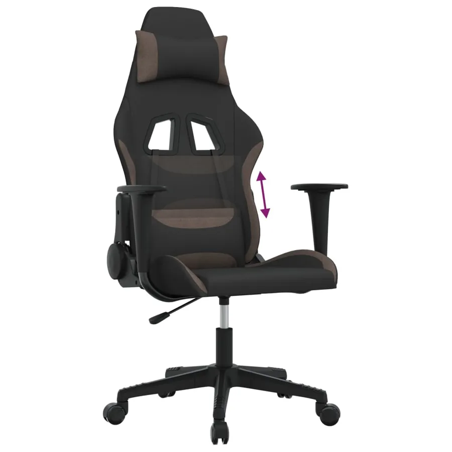 Chaise de jeu Noir et taupe Tissu - 7