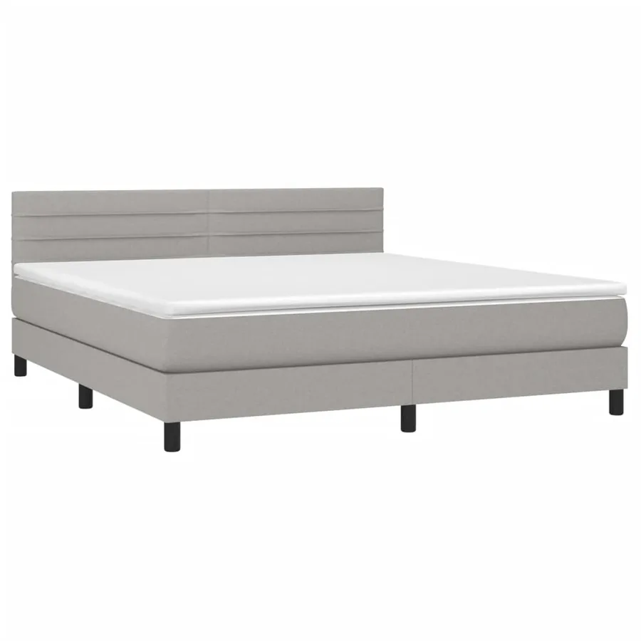 Sommier à lattes de lit et matelas et LED Gris clair 180x200 cm - 3