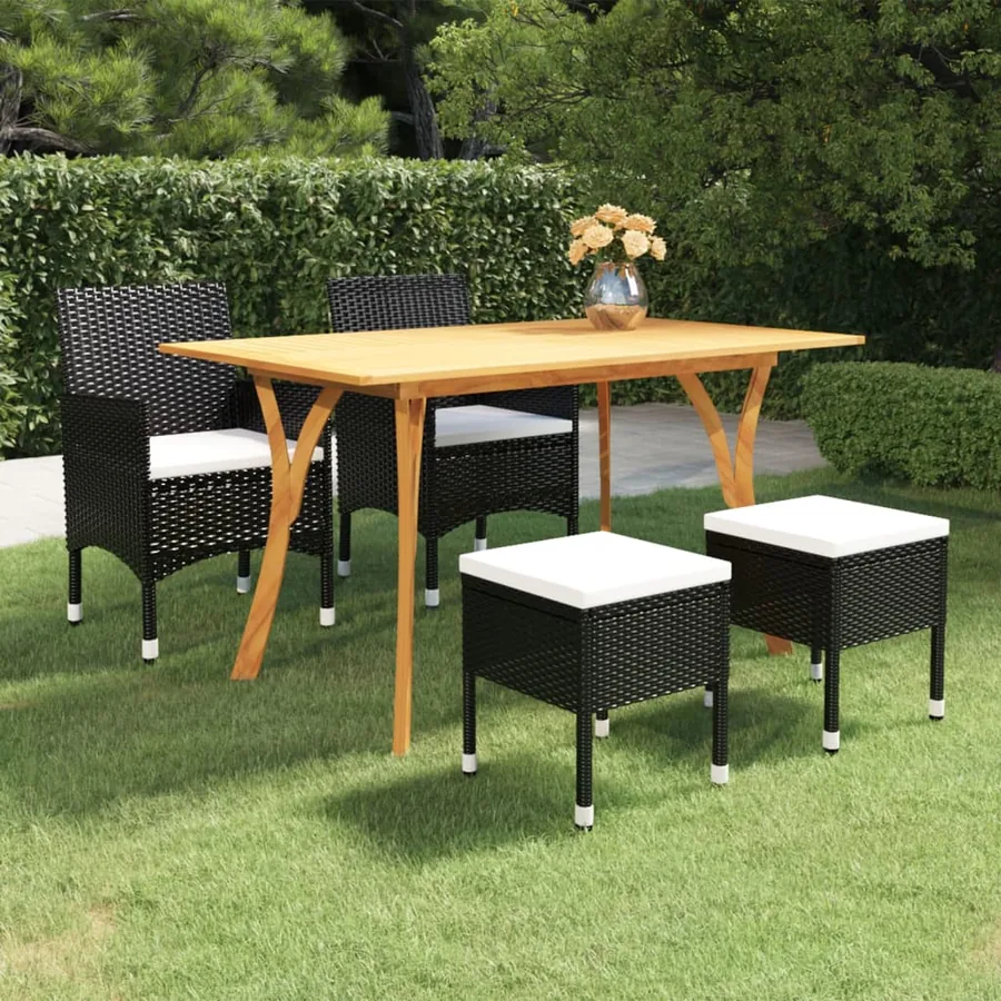 Ensemble à manger de jardin 5 pcs Noir