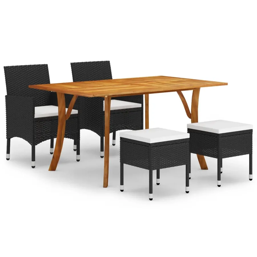Ensemble à manger de jardin 5 pcs Noir - 2
