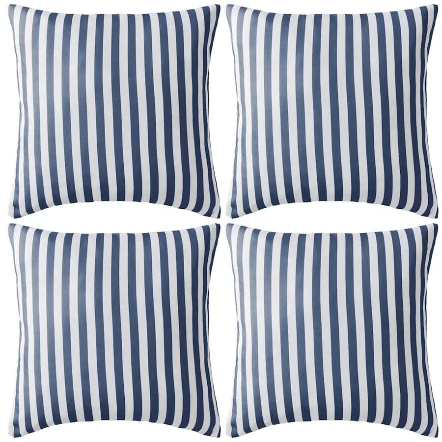 Oreiller d'extérieur lot de 4 Impression rayure 45 x 45 cm Bleu