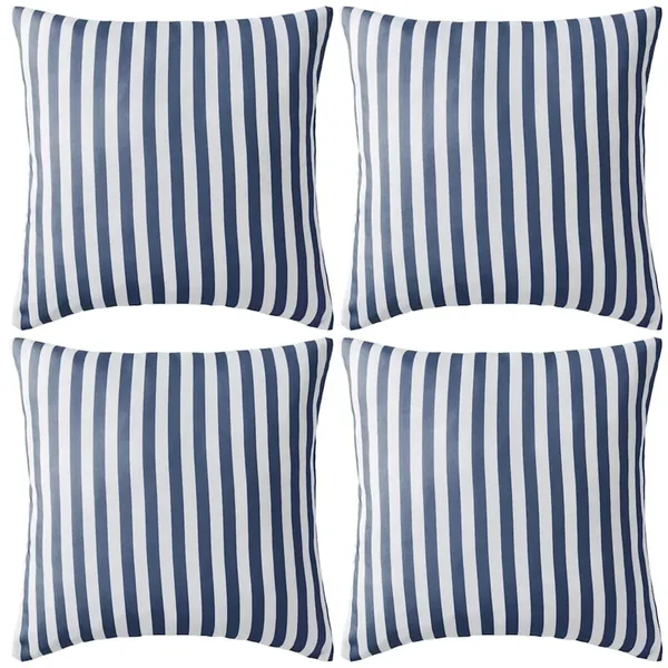 Oreiller d'extérieur lot de 4 Impression rayure 45 x 45 cm Bleu