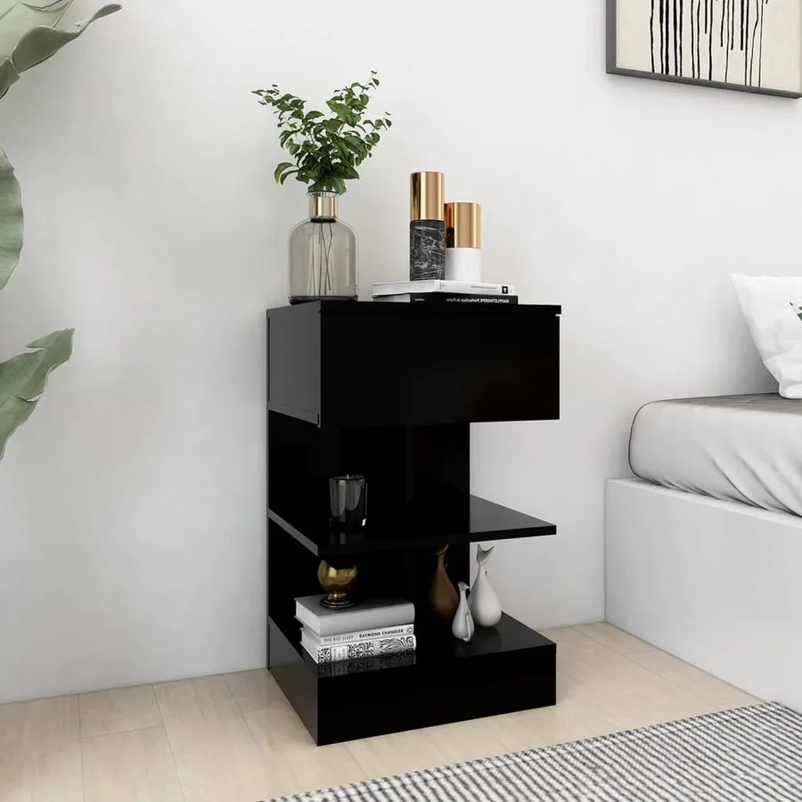 Tables de chevet 2 pcs Noir 40x35x65 cm - 3