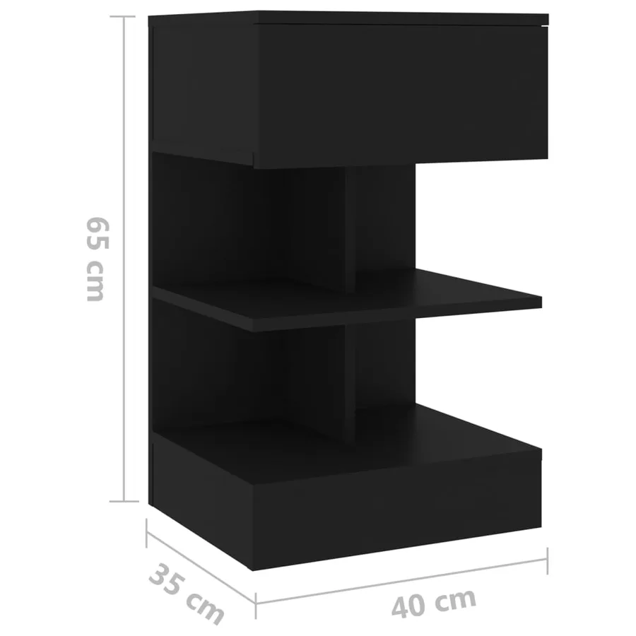 Tables de chevet 2 pcs Noir 40x35x65 cm - 9