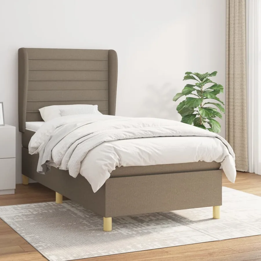 Sommier à lattes de lit avec matelas Taupe 100x200 cm Tissu