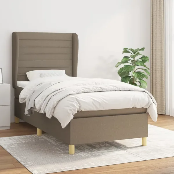 Sommier à lattes de lit avec matelas Taupe 100x200 cm Tissu