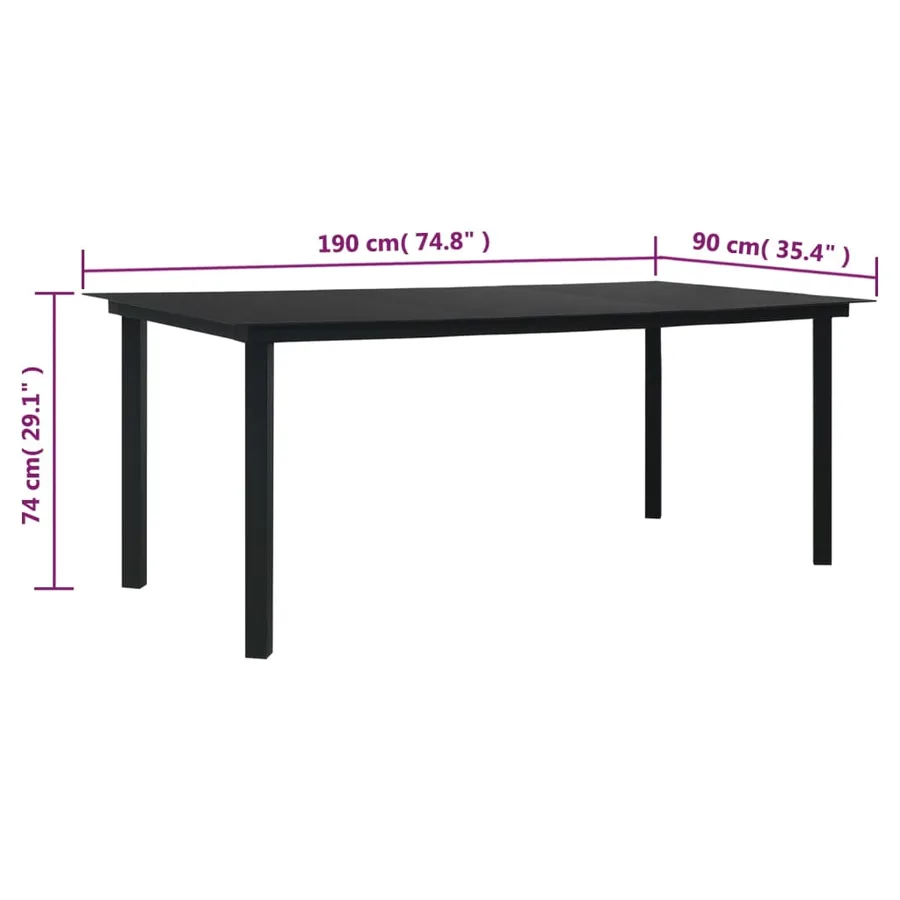 Ensemble à manger de jardin 7 pcs Noir Rotin PVC - 12