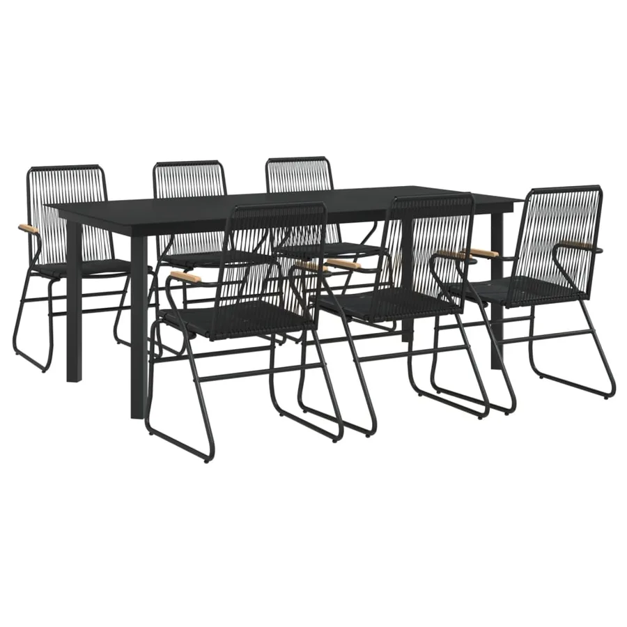 Ensemble à manger de jardin 7 pcs Noir Rotin PVC - 3