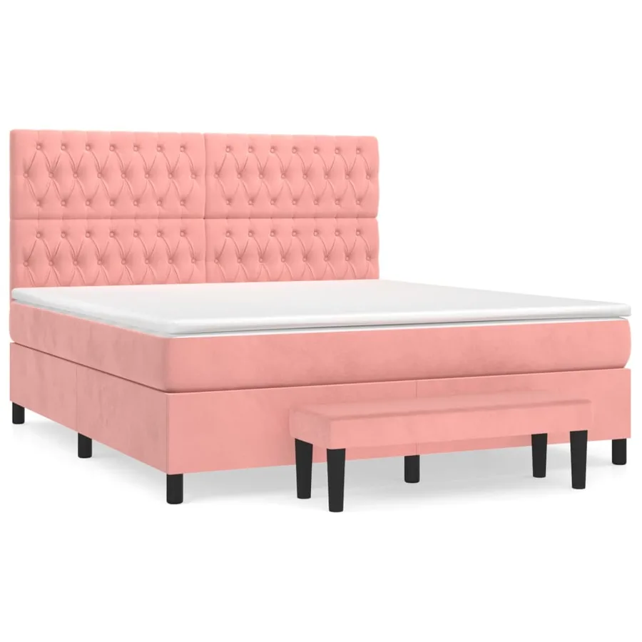 Sommier à lattes de lit avec matelas Rose 180x200 cm Velours - 2