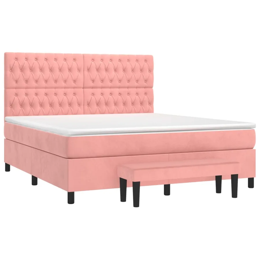 Sommier à lattes de lit avec matelas Rose 180x200 cm Velours - 3
