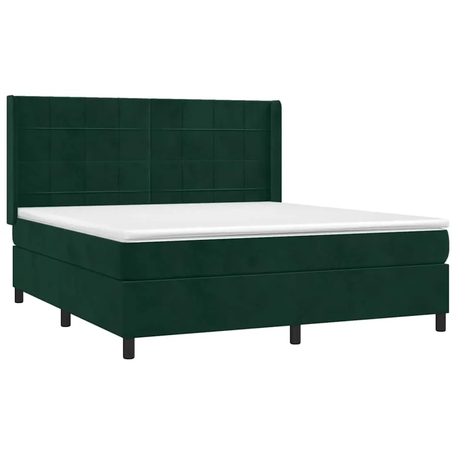 Sommier à lattes de lit matelas et LED Vert foncé 160x200 cm - 4