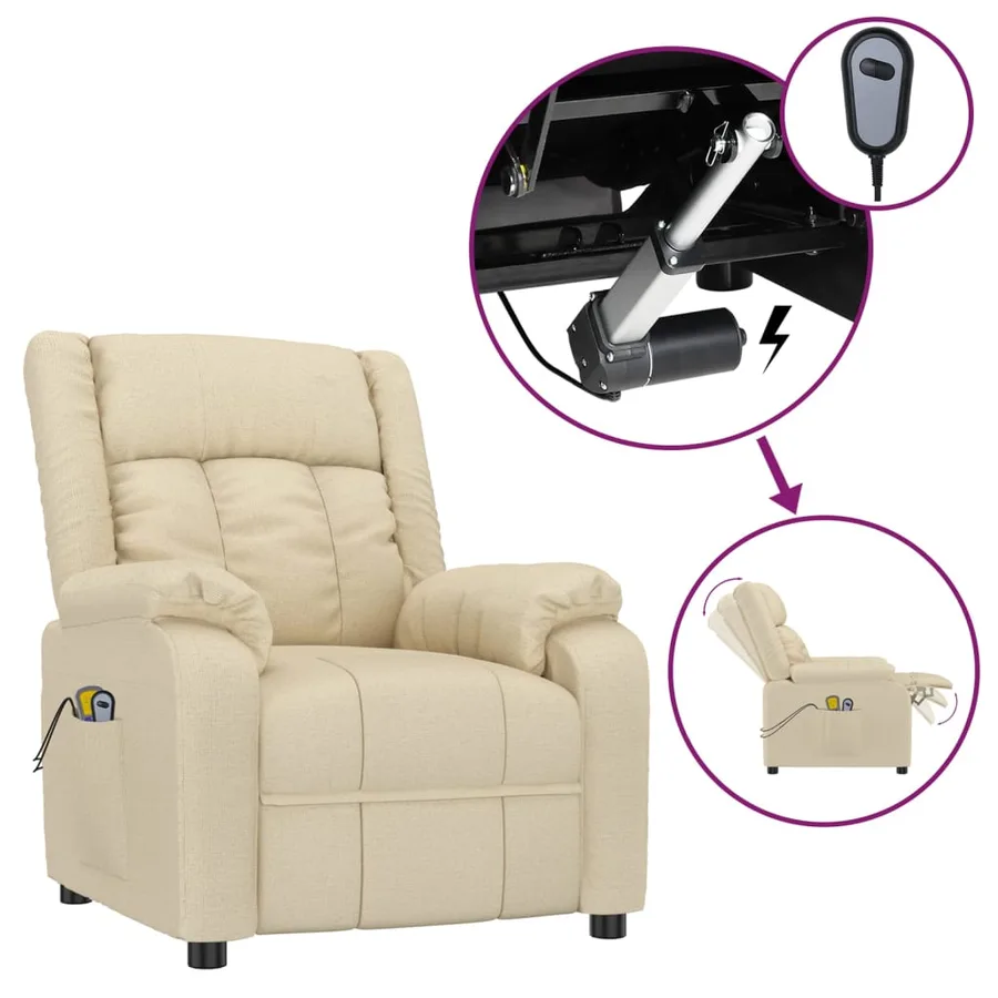 Fauteuil électrique de massage Crème Tissu - 2