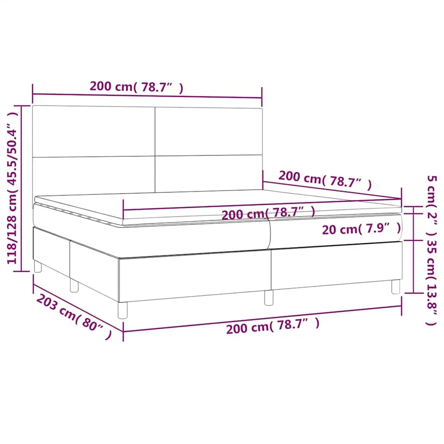 Sommier à lattes de lit et matelas Vert foncé 200x200cm Velours - 7