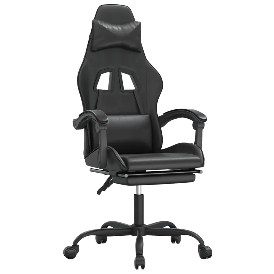 Chaise de jeu avec repose-pied Noir Similicuir - 2