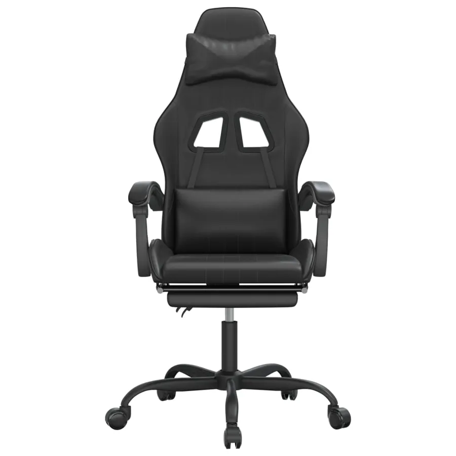 Chaise de jeu avec repose-pied Noir Similicuir - 3