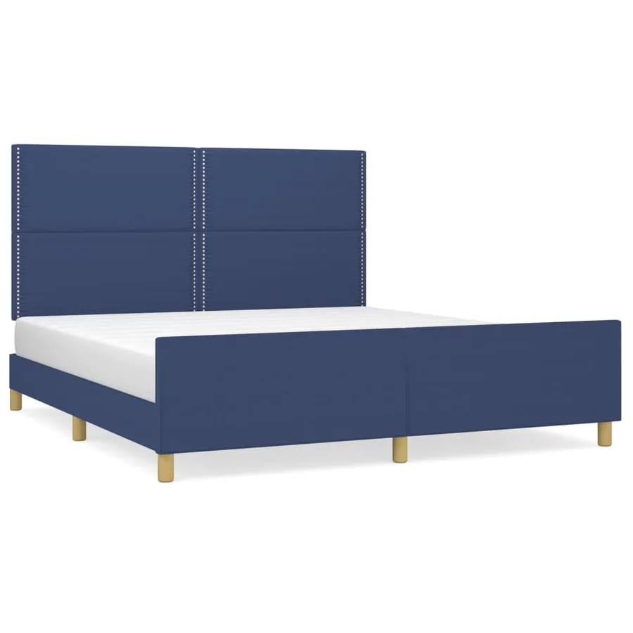 Cadre de lit sans matelas bleu 180x200 cm tissu - 2