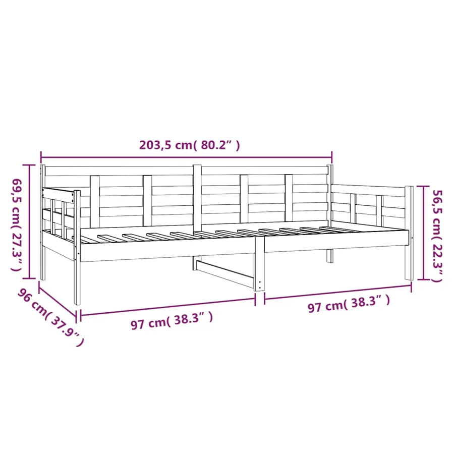 Lit de jour sans matelas blanc bois de pin massif 90x200 cm - 11