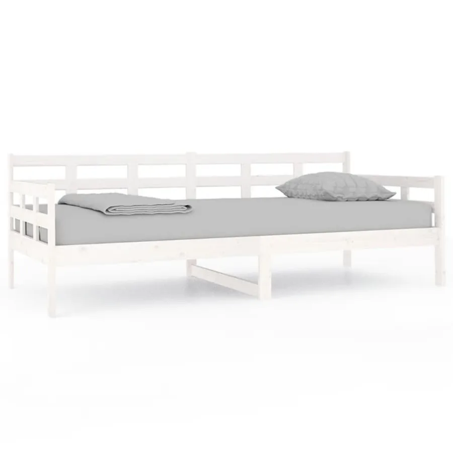 Lit de jour sans matelas blanc bois de pin massif 90x200 cm - 2