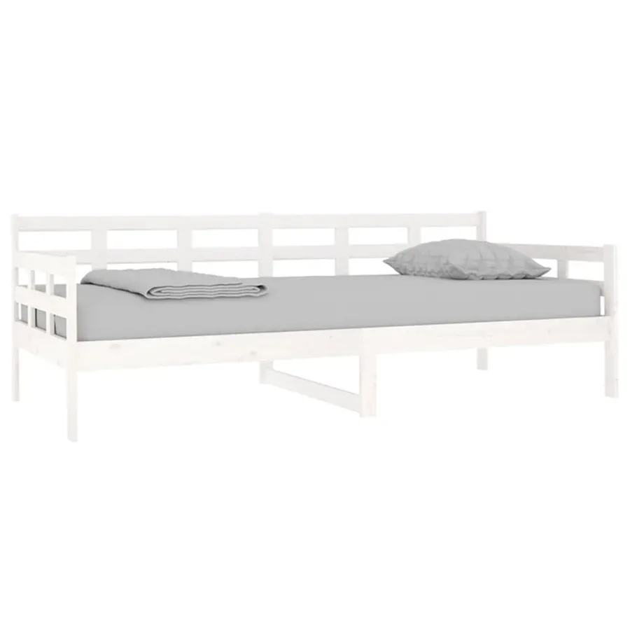 Lit de jour sans matelas blanc bois de pin massif 90x200 cm - 3