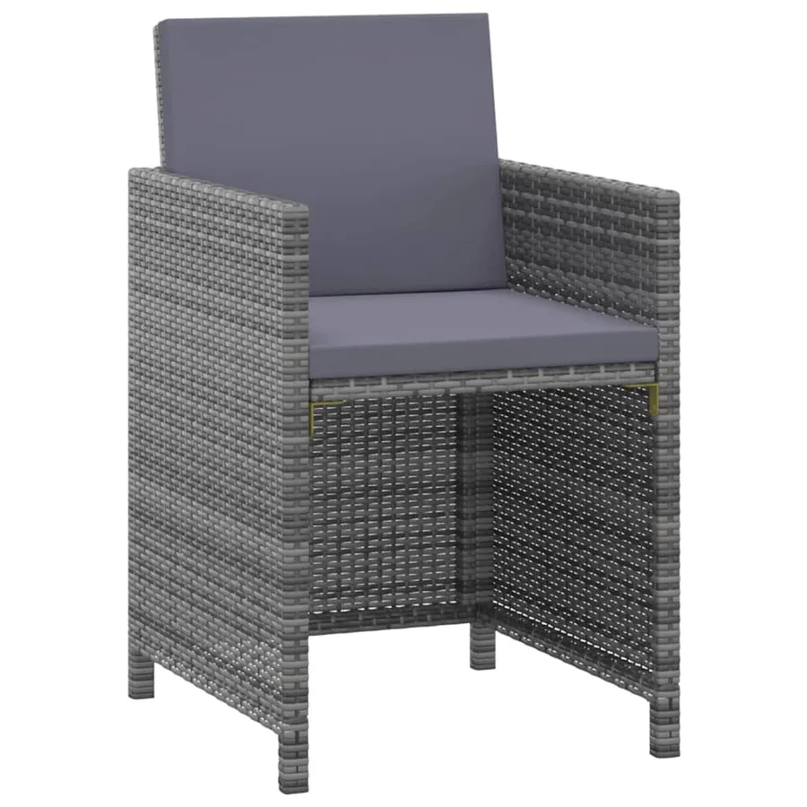 Ensemble à manger de jardin coussins 3pcs Résine tressée Gris - 3
