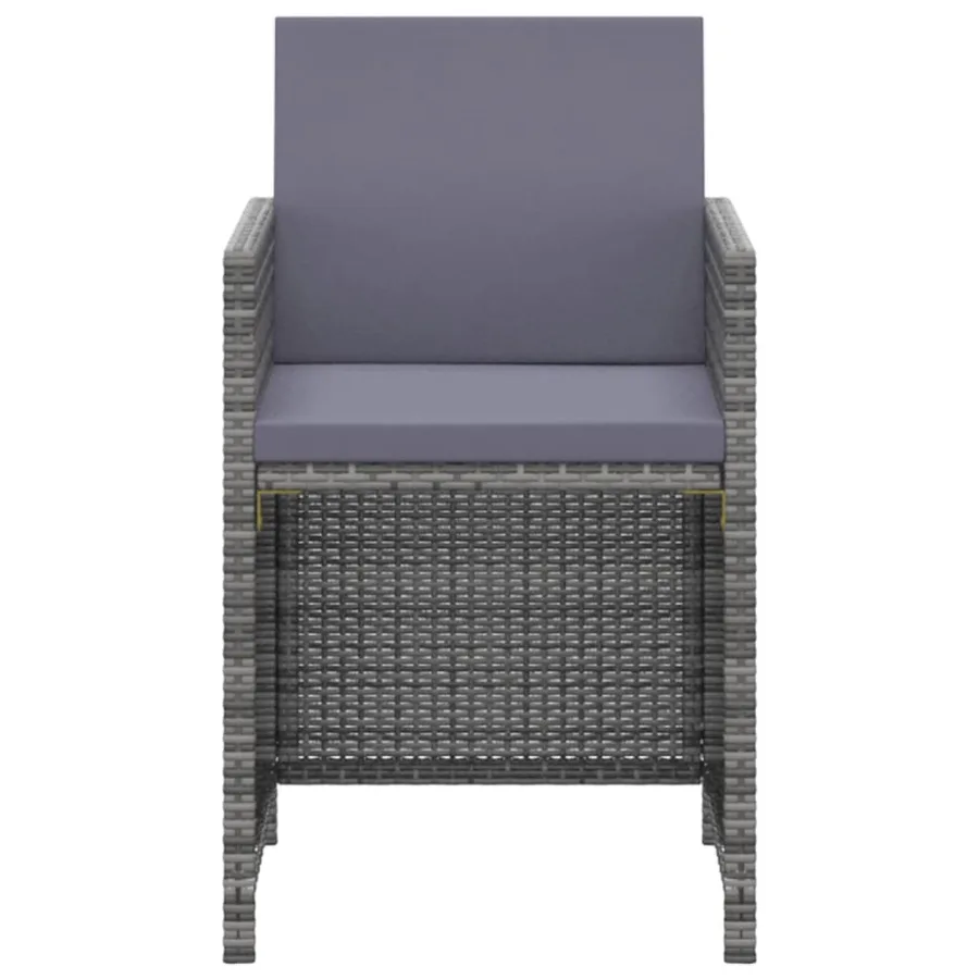 Ensemble à manger de jardin coussins 3pcs Résine tressée Gris - 4