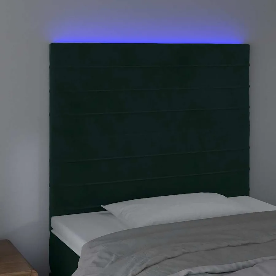Tête de lit à LED Vert foncé 90x5x118/128 cm Velours - 3