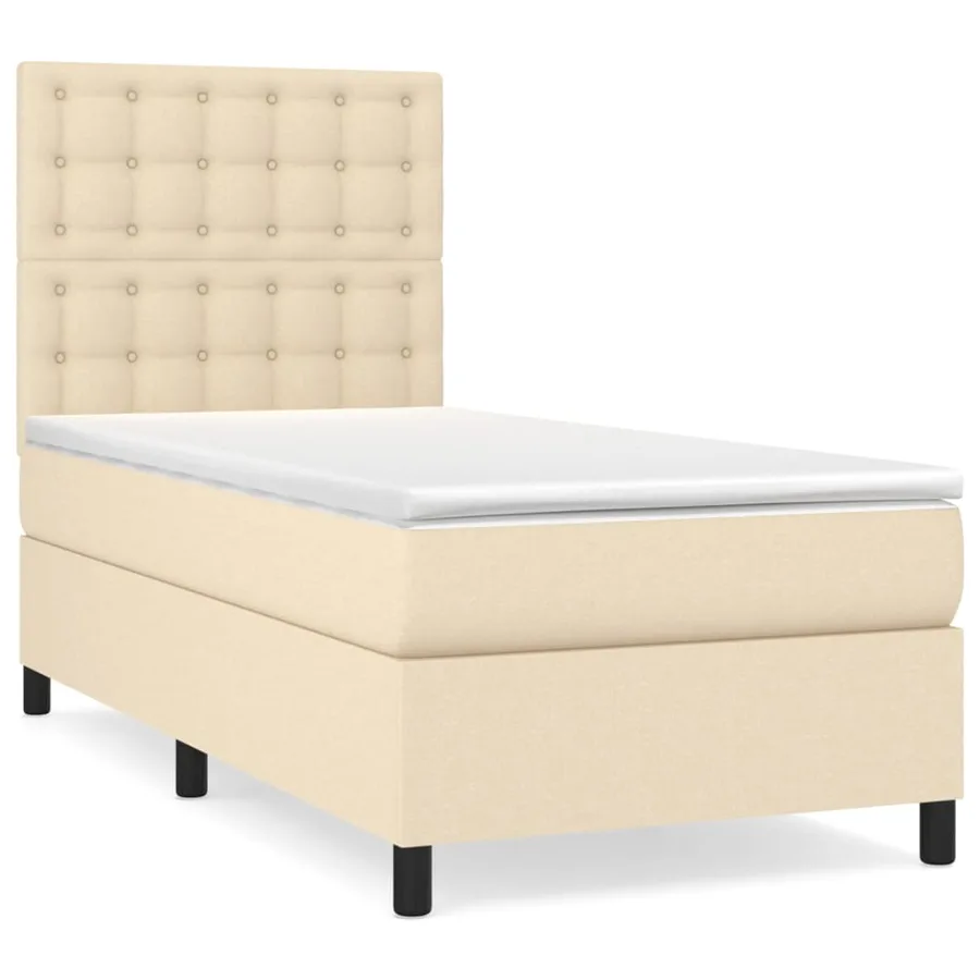 Sommier à lattes de lit avec matelas Crème 80x200 cm Tissu - 2