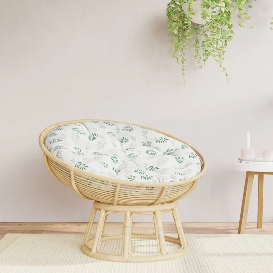 Coussin rond à motif de feuilles Ø 100 x11 cm tissu oxford